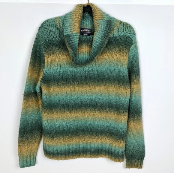 Woolrich Winter Turquoise Cowl Striped Sweater Top - Picture 1 of 4